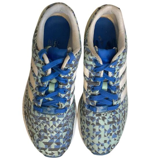 adidas ZX Flux Men's 8.5 Blue Green Geometric Weave Multicolor Torsion Sneakers - Picture 12 of 16